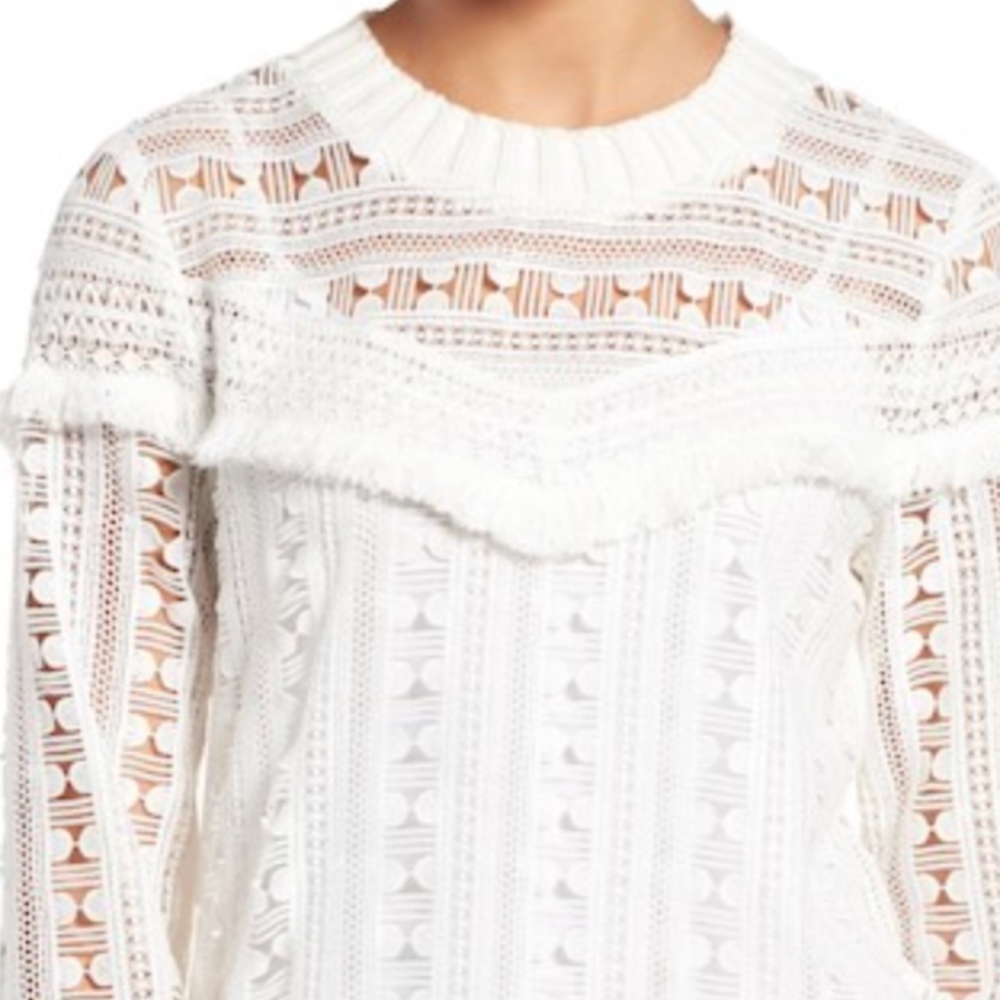 New Trouve Fringe Lace Sweatshirt